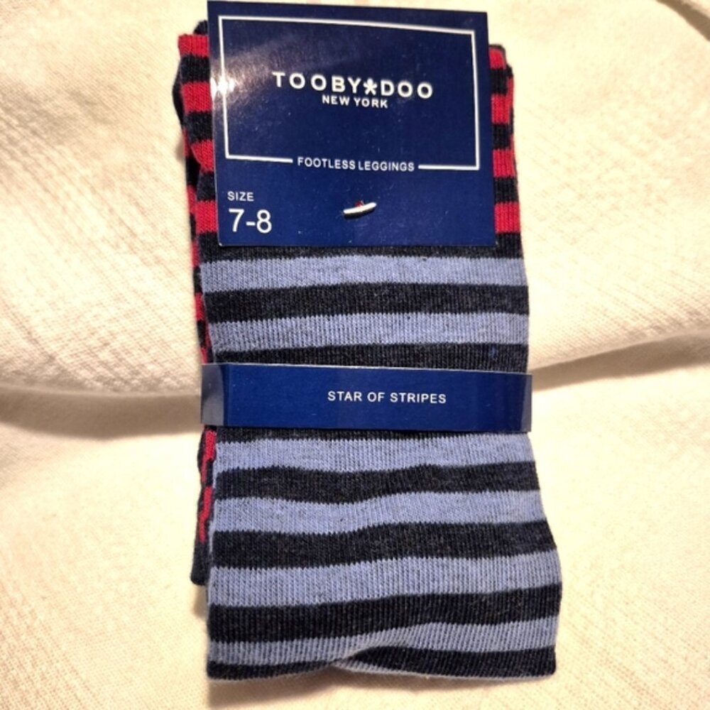 Tooby Doo girls footless sweater tights leggings 2 tone blue & red NEW